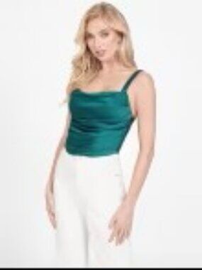 BNWT Guess Teal Satin Draped Camisole (12)